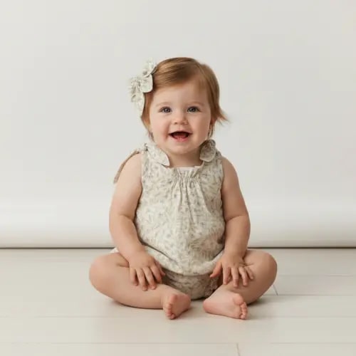 Organic Tie Shoulder Bubble Romper - Bluebelle