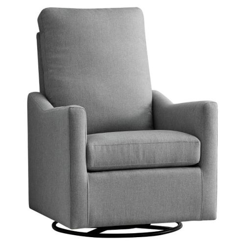 Delta Children Adley Nursery Glider Swivel Chair - French Gray: Modern, Wood Frame, Maximum Seating Capacity 1, Upholstered