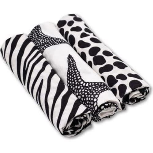 3-Pack Animal Sensory Organic Cotton Muslin Blankets