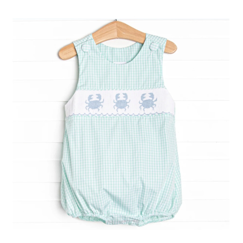 Shoreline Shuffle Smocked Boy Bubble, Mint – Stitchy Fish