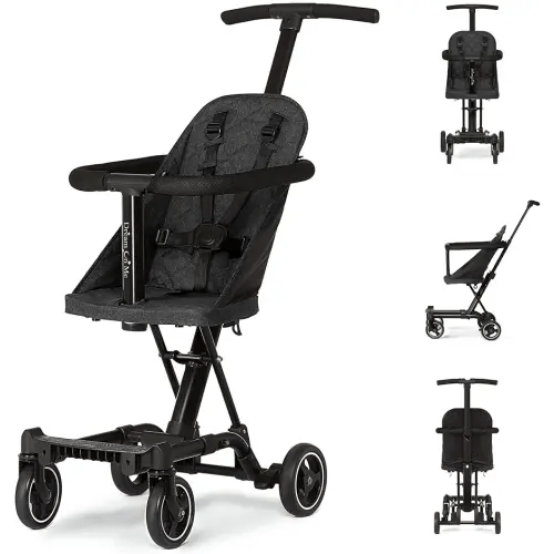 Dream On Me Lightweight and Compact Coast Rider Stroller with One Hand Easy Fold, Adjustable Handles and Soft Ride Wheels, Black