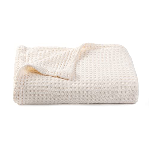 Kloovete 36” X 40” Inches Cooling Baby Waffle Weave Blanket, Ultra-Soft Lightweight Receiving Blanket for Newborn, Breathable Comfortable Baby Swaddle Blanket for Boys and Girls(Natural)