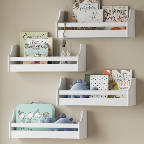 STAROUS Adorable Floating Bookshelves, A Set of 4 for Nursery Decor, Ideal for Kids' Rooms and Playroom Toy Storage