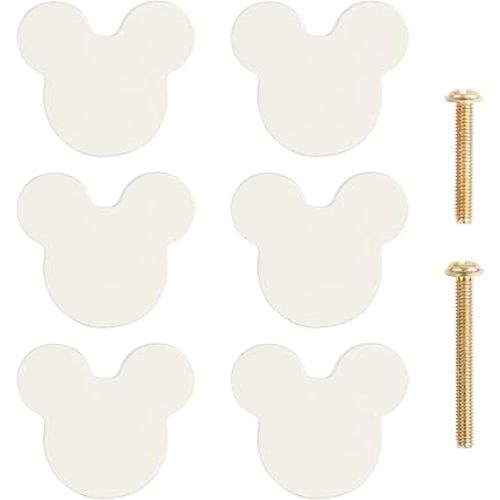 Wooden Mouse Cabinet Knobs with 2 Different Size Screws for Dresser Drawers,Wood Dresser Knobs for Kids Bedroom and Bathroom Decor,Kids Drawer pulls 6 Pack,Nursery Dresser knobs for Kids