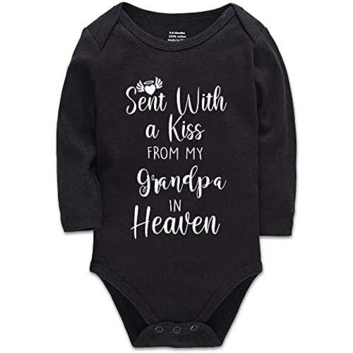 Baby Onesie,Sent with A Kiss from My Grandpa in Heaven-Newborn Infant Baby Bodysuit White Long Sleeve 0-24 Months