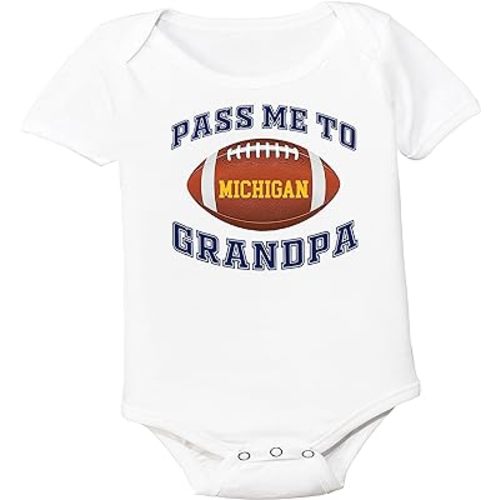 Football Pass Me to GrandPa Baby Bodysuit for Michigan Fans