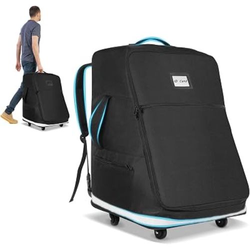 Autorder Car Seat Travel Bag for Airplane with Swivel Wheel Extendable Height Padded Carseat Travel Backpack Large Storage Bag, Baby Infant Booster Seat Bags for Air Travel