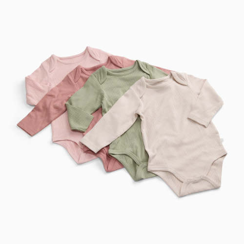 MORI US Ribbed Long Sleeve Bodysuit 4 Pack - Shop