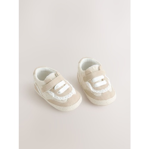 Neutral Frill Baby Touch Fasten Trainers (0-24mths)