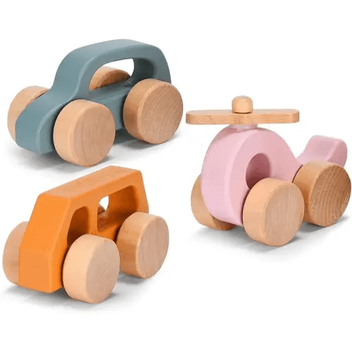 Childlike Behavior Wooden Car for Toddler - Wood Push Truck Vehicle - Montessori Inspired Wooden Rattle Teething Toys - Baby Wood Cars for Kids, Boys, & Girls