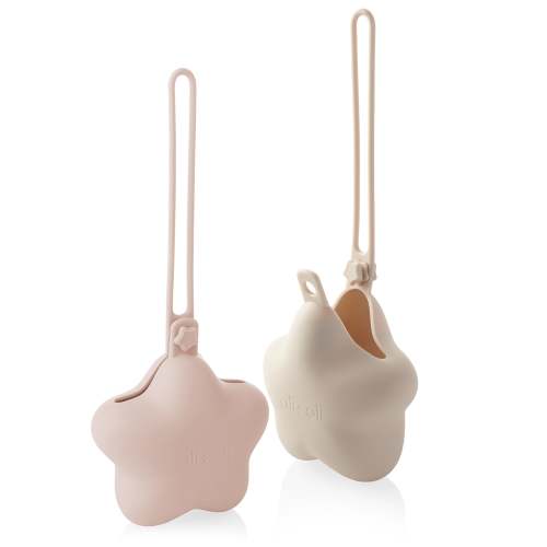 Ali+Oli Silicone Star Pacifier Holder Case 2-pack (Blush & Sand)