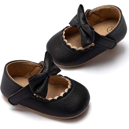 HsdsBebe Infant Baby Girls Mary Jane Flats Bow Non-Slip Soft Sole Princess Toddler First Walkers Sneaker Wedding Dress Shoes
