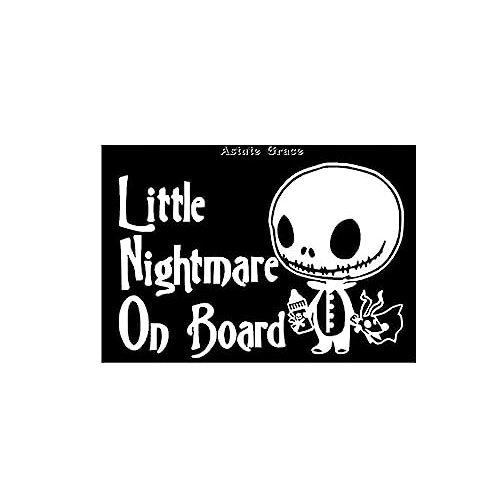 Astute Grace Little Nightmare On Board Jack Skellington Vinyl Decal, Baby on Board Sticker, Baby on Board Signs for Car, Christmas Car Accessories 7.5 inch White AG-913