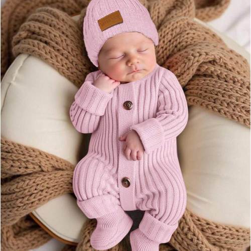 SHEIN Newborn Baby Girl Cute Knitted Jumpsuit With Footies And Hat Set, Versatile For Autumn/Winter Newborn Baby Photoshoot Outfit Newborn Sweater Romper Newborn Going Home Outfit Baby Knit Jumpsuit Newborn Knit Outfit Fall | SHEIN USA