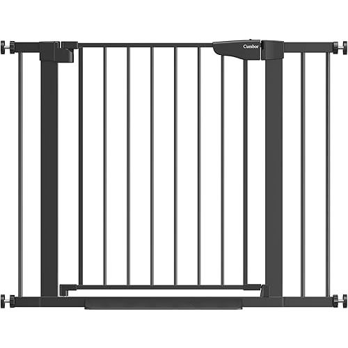 Cumbor 29.7-40.6" Baby Gate for Stairs, Baby Essential Safety Gate, Mom's Choice Awards Winner-Dog Gate for Doorways, Pressure Mounted Auto-Close Pet Gates for Dogs Indoor, Durable Child Gate, Black