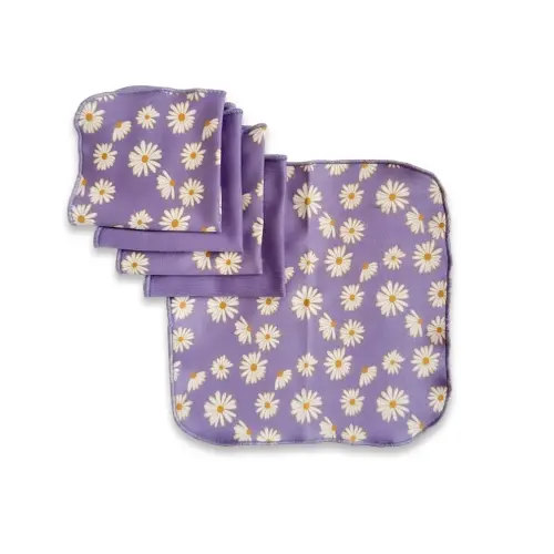 Bamboo Baby Washcloths (Pack of 5) | Purple Daisies & Violet