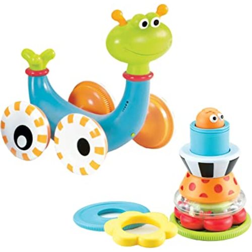 Yookidoo Musical Crawl 'N' Go Snail Toy with Stacker - Promotes Baby's Crawling and Walking. Rolls and Spins Its Shell As It Moves.