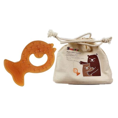 SWEETIE Pure Natural Rubber Teether Fish 100% Pure Natural Rubber Teether Soft and Natural, One Piece
