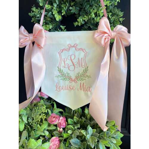 Custom Embroidered Baby Name Banner: Personalized Nursery Decor