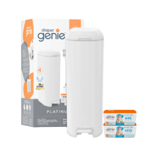 GoodBuy Gear Diaper Genie Platinum Pail Gift Set - Lily White