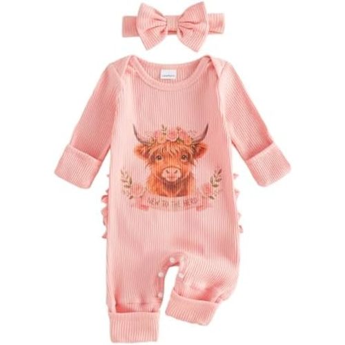 Newborn Baby Girl Halloween Outfit Waffle Pumpkin Ghost Jumpsuit