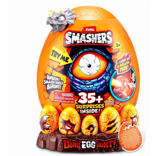 Smashers Dino Egg Hunt! Triceratops EPIC Mystery Egg (Grey, Over 35 Surprises!)