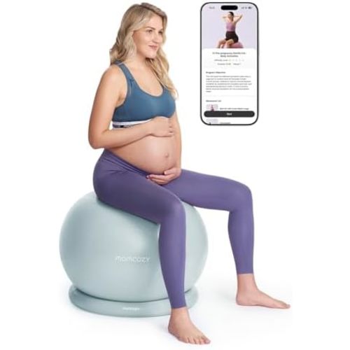 Momcozy BirthEase Pregnancy Ball Set, Birthing Yoga Ball with App Courses