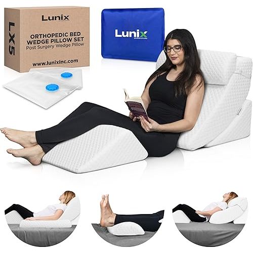 Lunix 4pcs Memory Foam Wedge Pillow Set - White