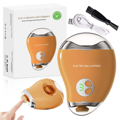 Aorsher 2 In 1 Electric Nail Clippers for Seniors Adult, 3 Speeds Mango Rechargeable Nail Clipper with Led Light and Storage, Low Noise, Smooth Nail Effect, Safe Use