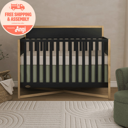 Dream On Me Owen 5-in-1 Convertible Crib, Greenguard Gold & JPMA Certified, Converts from Baby Crib to Toddler Bed, Kids Bed and Full Size Bed, Matte Black