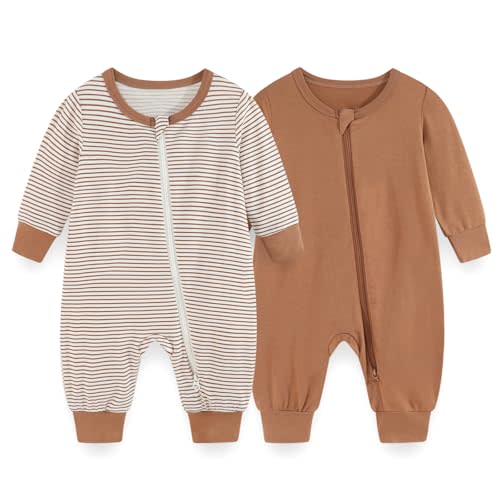 JELYLOVE Unisex Rayon Made from Bamboo Zipper Baby Boy Girl Rompers 2 Pcak Long Sleeve Infants Jumpsuits New Born Clothes