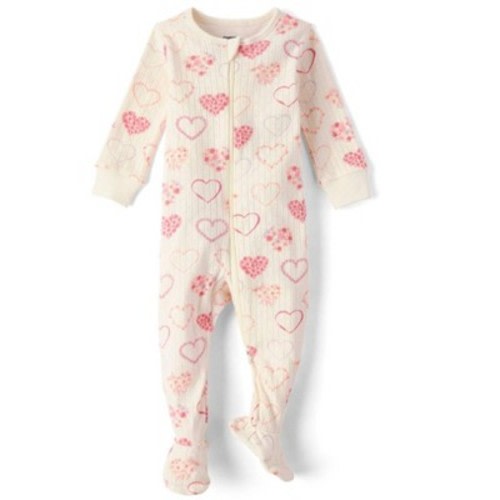 Gymboree Baby Girls Floral Heart Pointelle Footed One Piece Pajamas White 9-12 M