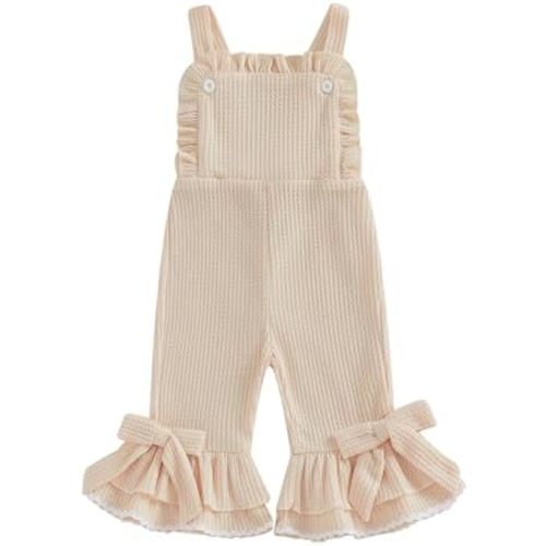 Kupretty Toddler Girl Overalls Baby Girl Summer Clothes Sleeveless Bell-Bottom One Piece Romper Jumpsuit Pants Cute Outfit