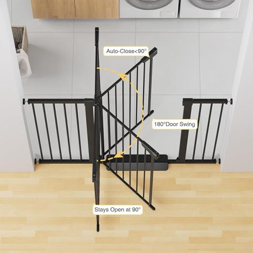 Cumbor 36" Extra Tall Baby Gate for Stairs, 29.7-54.2" Extra Wide, Black