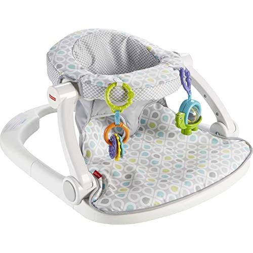 Fisher-Price Portable Baby Chair Sit-Me-Up Floor Seat with Newborn Activity Toys for Developmental Play & Honeydew Drop Machine Washable Pad