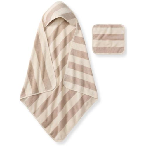 Burts Bees - Organic Cotton Rugby Stripe Woven Terry Towel & Washcloth Set Oat
