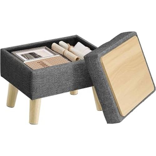 SONGMICS Foot Stool Ottoman, Small Storage Ottoman with Legs, 15.7 Inches