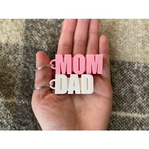 3D Printed Mom and Dad Keychain: New Parent Gift