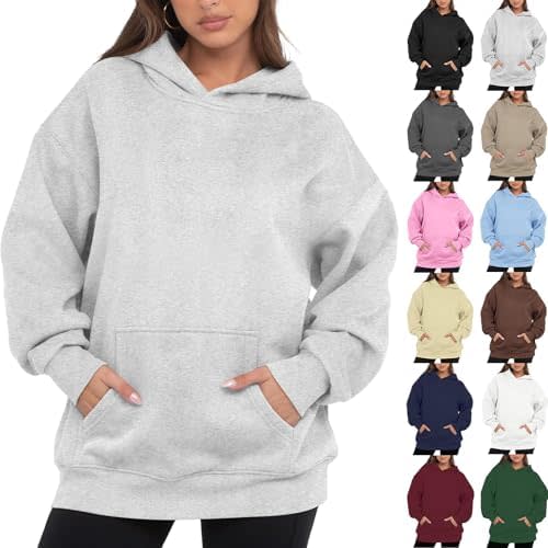 Oversized Hoodies for Women Trendy Fleece Sweatshirts Casual Hooded Sweatshirt with Pockets Long Sleeve Y2K Hoodies