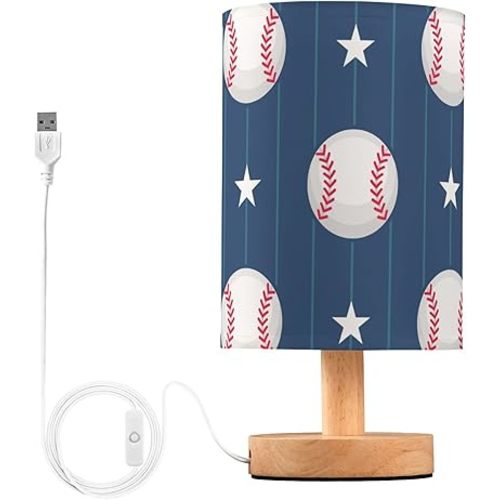 Vozoza Sport Baseball LED Table Lamp with USB Port Rechargeable Lamps Bedroom Lamps for Nightstand Living Room Dorm Home Office Desk