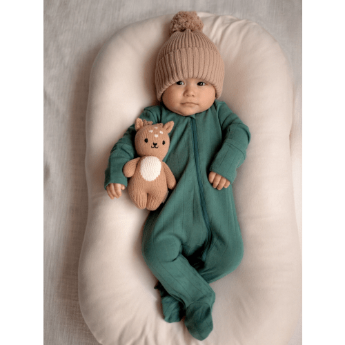 Pine / Organic Pointelle 2-Way Zip Footie