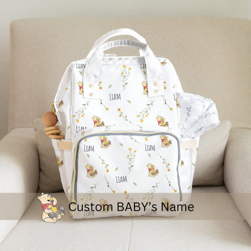 Classic Winnie Pooh Diaper Bag Baby Shower Gift Blanket Newborn Gift Pooh Bear Swaddle Delivery Blanket Custom Baby Name Swaddle Pooh Bear