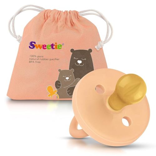 SWEETIE Rubber Pacifier Natural Rubber Pacifier Rounded Light Pink Medium 6-12 Month