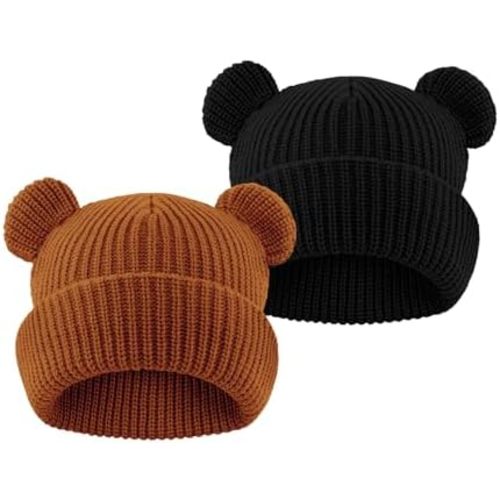 YATANAM Toddler Boy Winter Hat Baby Knit Beanie Girl Warm Hats Kid Bear Ear Beanies for Cold Weather