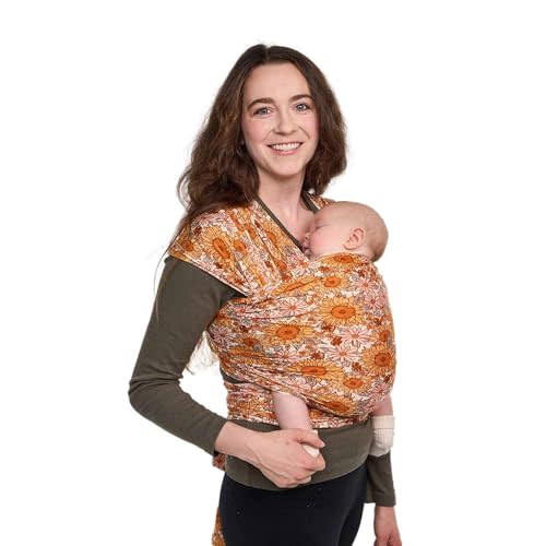 Baby Tula Stretchy Tencel™ Baby Wrap Carrier – Soft Newborn & Infant Wrap Sling, Ergonomic Hands-Free Baby Carrier, Breathable & Adjustable, Eco-Friendly for 8–25 lbs - Sunflower