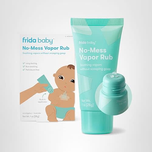 Frida Baby No-Mess Baby Vapor Rub, Kids Vapor Rub for Chest, Neck, Back + Foot, Non-staining, Petroleum-Free, Hands-Free Applicator Tube, Soothing Eucalyptus & Lavender for Sleep