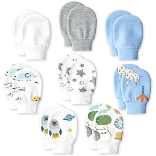 8 Pairs Baby Mittens No Scratch, Cotton Newborn Gloves Infant Mittens for 0-6 months