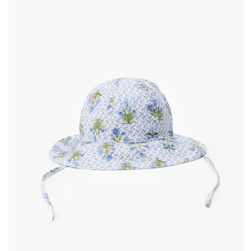The Baby Sunhat - Blue Block Print, 0-6M