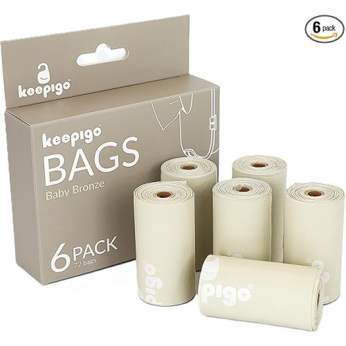 Compostable Disposable Diaper Bags Refills | 6 Rolls, 72 Leak-Proof, XL Biodegradable Baby Poop Bags | Eco-Friendly Diaper Trash Bags for Home, Travel, Pet Waste | Odor-Free, (Beige)