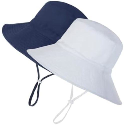 American Trends Baby Sun Hats for Boys Girls UPF 50+ Sun Protection Wide Brim Adjustable Summer Beach Bucket Hat